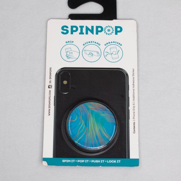 SpinPop Color Swirl Phone Grip, Cable Organizer, Kickstand, NEW! - Picture 1 of 4